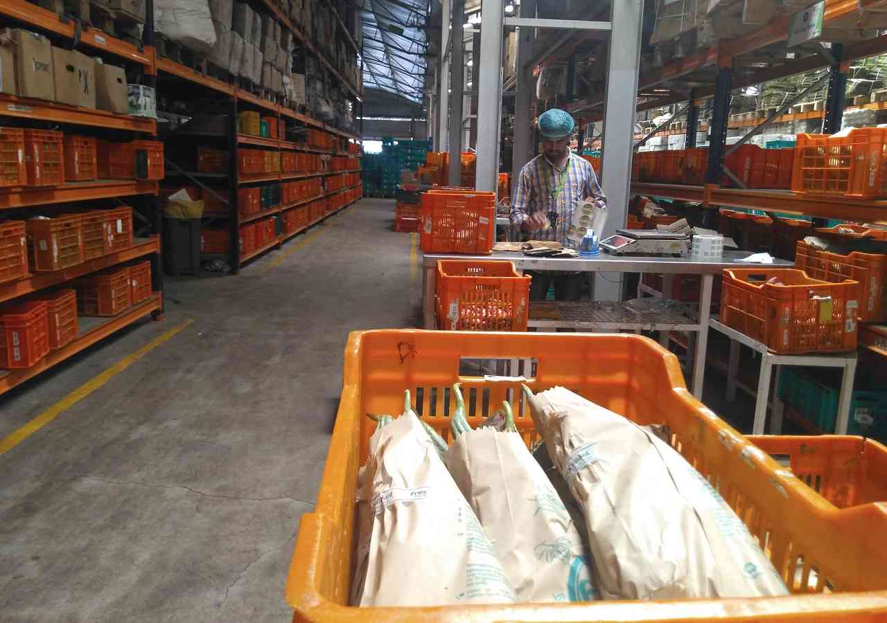 For every fruit or vegetable which is to be sold whole, the packaging and labelling are done. Almost 220 SKU of fresh fruit and vegetables are sold out of this warehouse. The most selling items include onion tomato and potato.