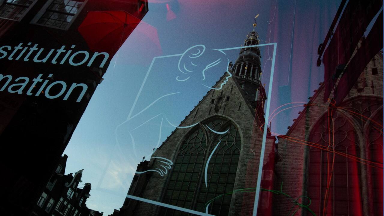 Oude Kerk, or Old Church, is reflected in the window of the PIC, Prostitution Information Center, as sex workers welcomed clients again in the Red Light District in Amsterdam, Netherlands, July 1. Janet van der Berg of the Prostitution Information Centre said not all of the windows in the historic buildings of the red-light district were occupied on the first day of post-lockdown business. The number of tourists and visitors to the Dutch capital has slumped since the pandemic all but halted global tourism. (AP Photo/Peter Dejong)