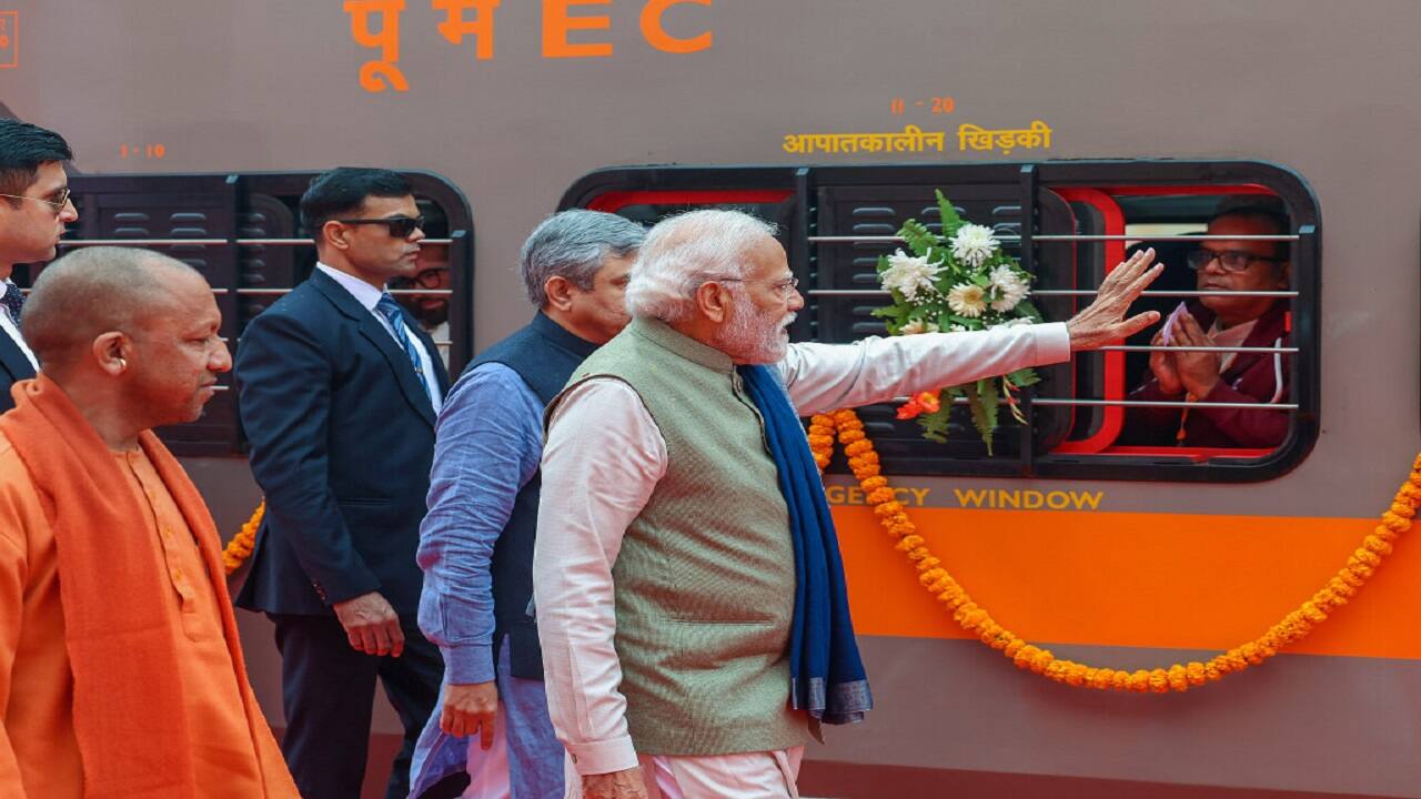 In Pics PM Modi Inaugurates Revamped Ayodhya Railway Station Flags