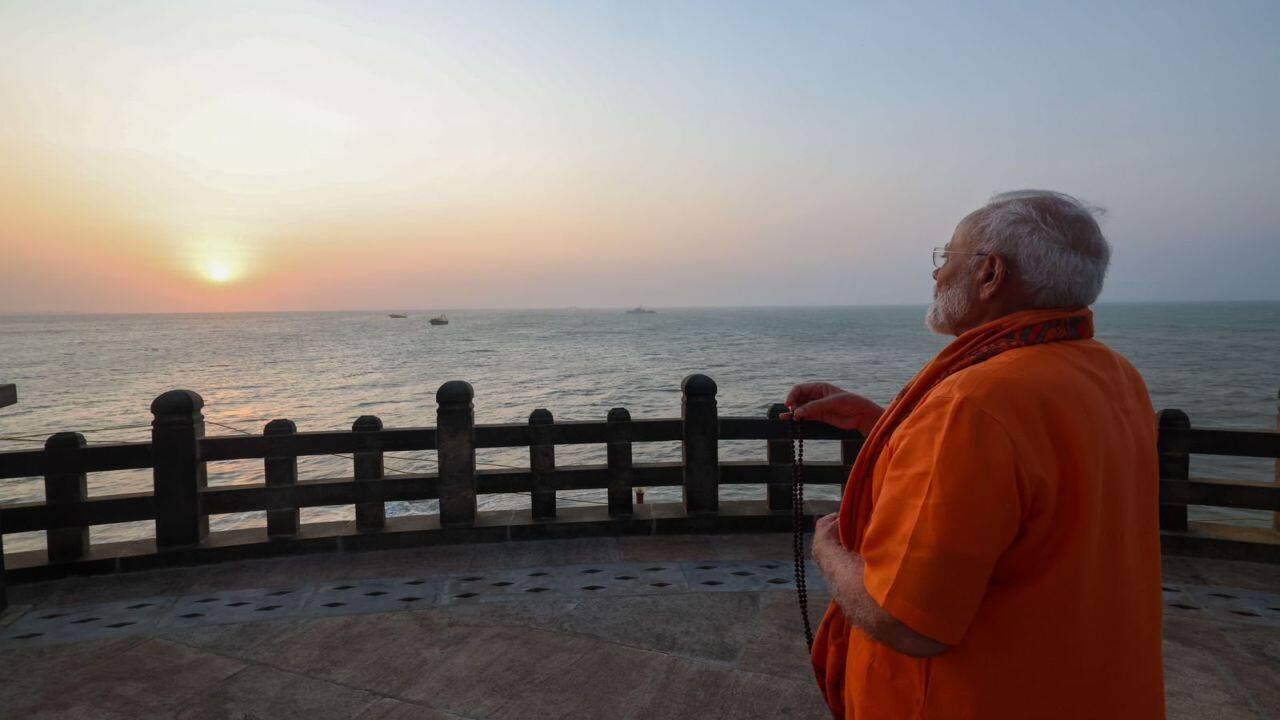 PM Modi Meditation At Kanyakumari Vivekananda Rock Memorial Enters Day 2