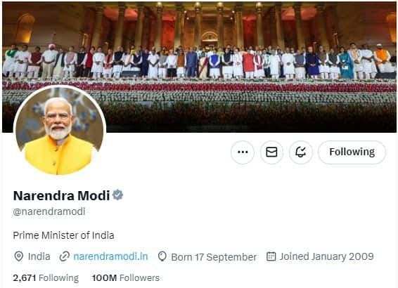 PM Modi Reaches 100 Million Followers On X Becomes The Most Followed