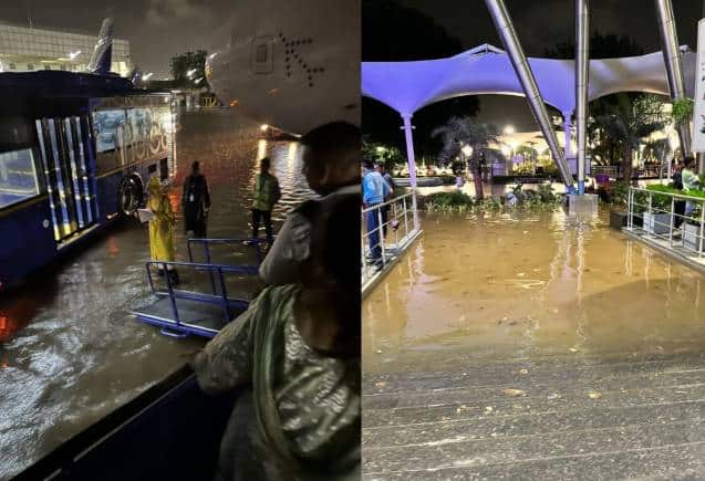 VIDEO: भारी बारिश के बाद अहमदाबाद एयरपोर्ट में भरा पानी, घुटने भर पानी से होकर गुजर रहे यात्री VIDEO: भारी बारिश के बाद अहमदाबाद एयरपोर्ट में भरा पानी, घुटने भर पानी से होकर गुजर रहे यात्री