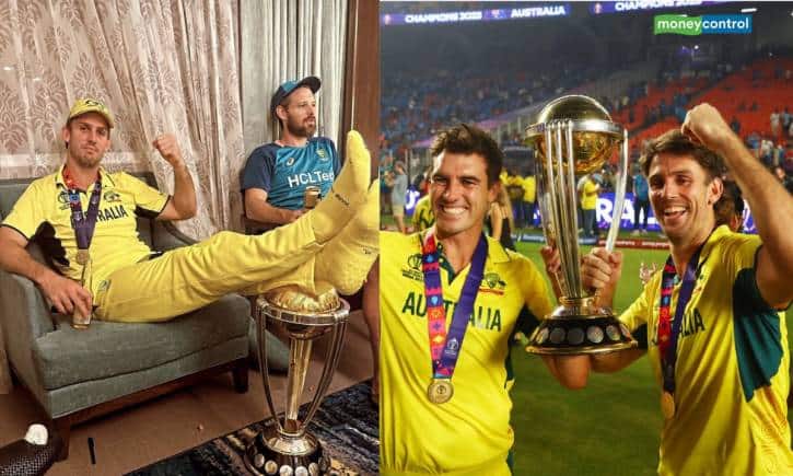 Mitchell Marsh ने ट्रॉफी के ऊपर पांव रख शेयर की तस्वीर, लोगों ने लगाई लताड़ Mitchell Marsh ने ट्रॉफी के ऊपर पांव रख शेयर की तस्वीर, लोगों ने लगाई लताड़