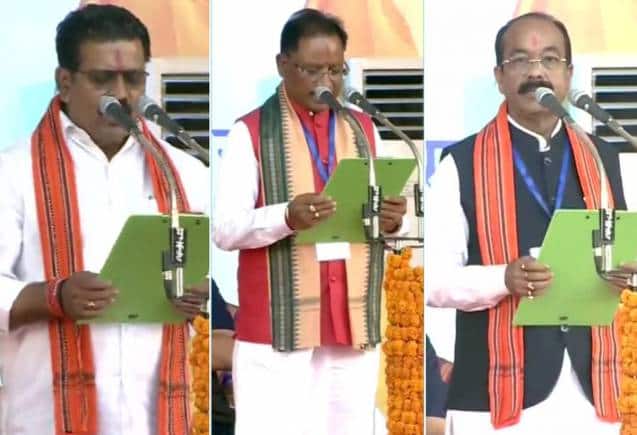 Chhattisgarh CM Oath Ceremony: विष्णु देव साय बने छत्तीसगढ़ के मुख्यमंत्री, अरुण साव और विजय शर्मा ने ली डिप्टी सीएम पद की शपथ