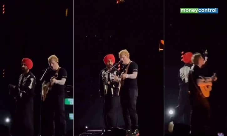 Mumbai स्टेज पर खूब जमा रंग, दिलजीत दोसांझ संग Ed Sheeran ने बांधा समां