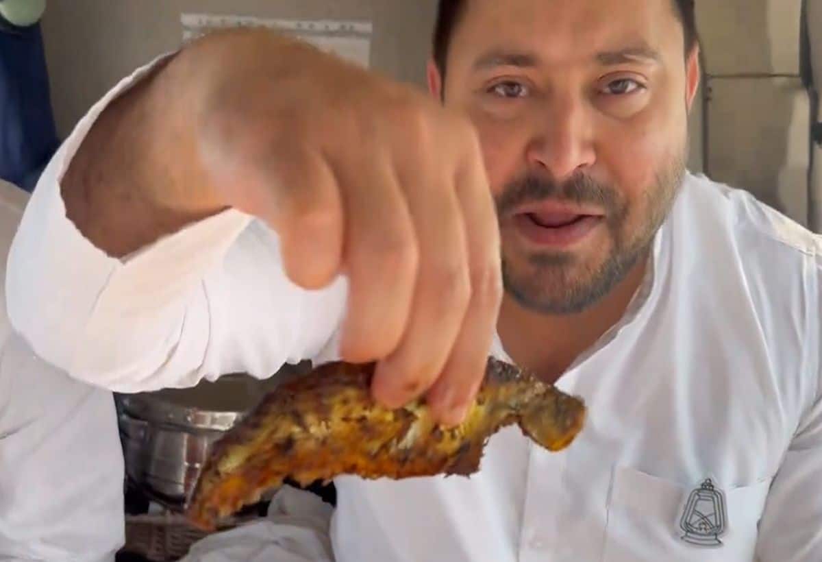 VIDEO: नवरात्रि के पहले दिन तेजस्वी यादव ने खाई मछली? BJP बोली- 'चुनावी सनातनी', बाद में RJD नेता ने दी सफाई