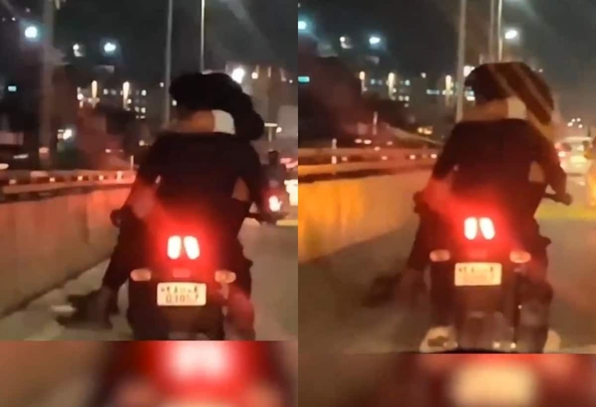 महिला को गोद में बैठाकर बाइक चलाना पड़ा महंगा, पुलिस ने किया गिरफ्तार, देखें वीडियो