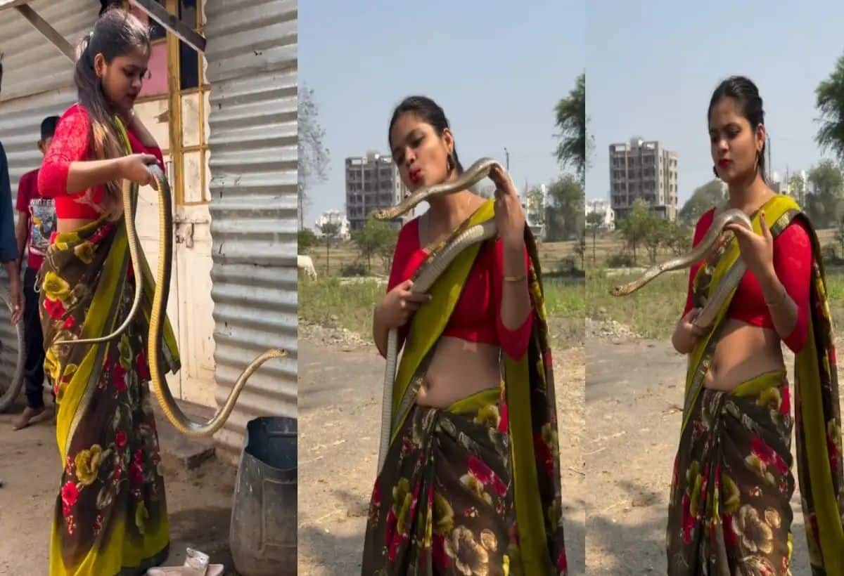 Video: लड़की ने रस्सी समझकर सांप को पकड़ा, फिर ऐसे दिखाए करतब कि लोगों के उड़ जाएंगे होश
