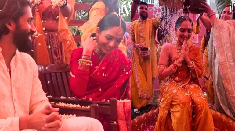 Naga Chaitanya-Sobhita Wedding: नागा चैतन्य के नाम की हल्दी से महकी शोभिता, प्री-वेडिंग रस्मों की तस्वीरें वायरल Naga Chaitanya-Sobhita Wedding: नागा चैतन्य के नाम की हल्दी से महकी शोभिता, प्री-वेडिंग रस्मों की तस्वीरें वायरल