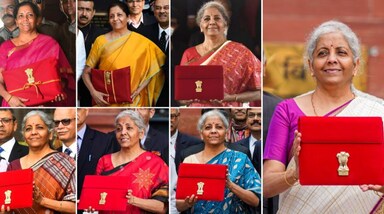 निर्मला सीतारमण इस बार अपना 8वां बजट पेश करने जा रही हैं। आइए जानते हैं साल 2019 से लेकर 2024 तक बजट पेश करने के दौरान वित्त मंत्री ने कौन  से कलर की साड़ी पहनी थी