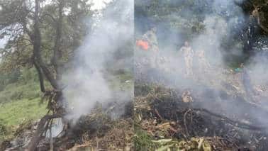हेलिकॉप्टर हादसे के बाद का मंजर 