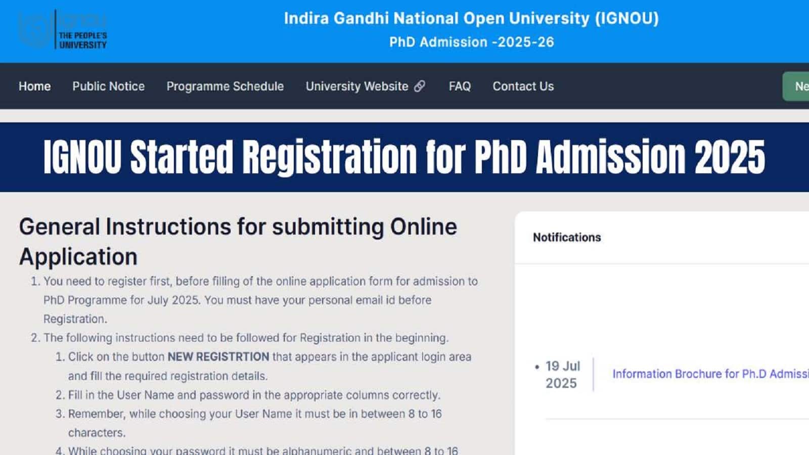 IGNOU PhD Admission 2025: शुरू हुआ रजिस्ट्रेशन, 31 अक्टूबर तक कर सकते हैं अप्लाई