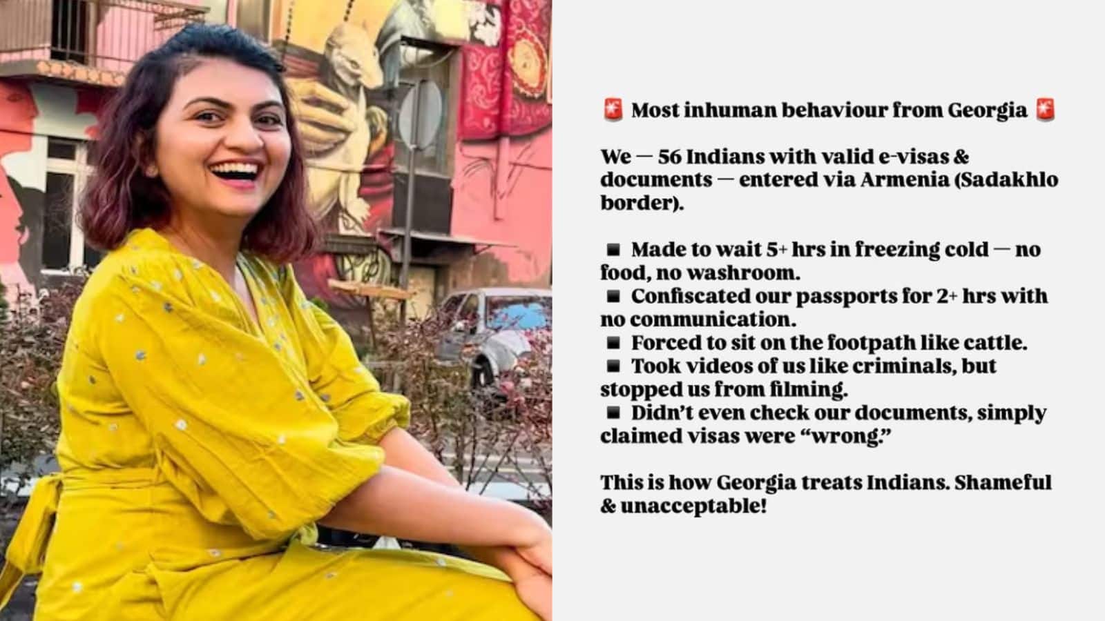 'न खाना, न टॉयलेट, जॉर्जिया में 56 भारतीयों को भेड़ बकरियों की तरह फुटपाथ पर बैठाया'! महिला टूरिस्ट ने लगाए गंभीर आरोप