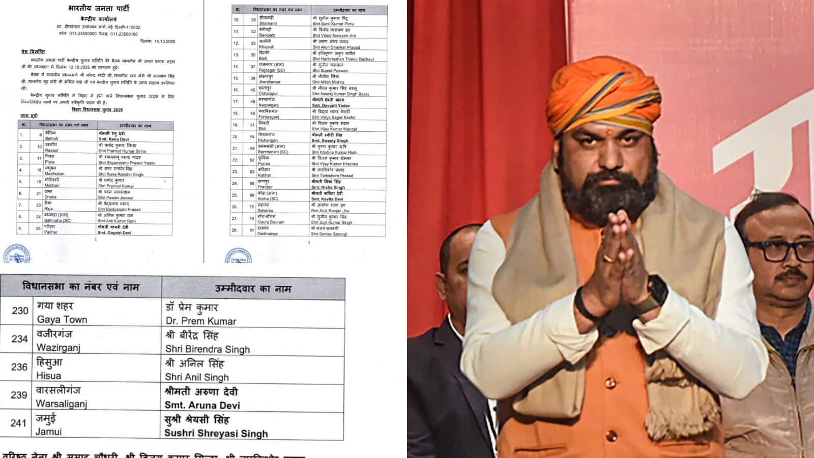 Bihar BJP Candidate list 2025: BJP की 71 उम्मीदवारों की पहली लिस्ट आई, सम्राट चौधरी तारापुर से लड़ेंगे बिहार चुनाव