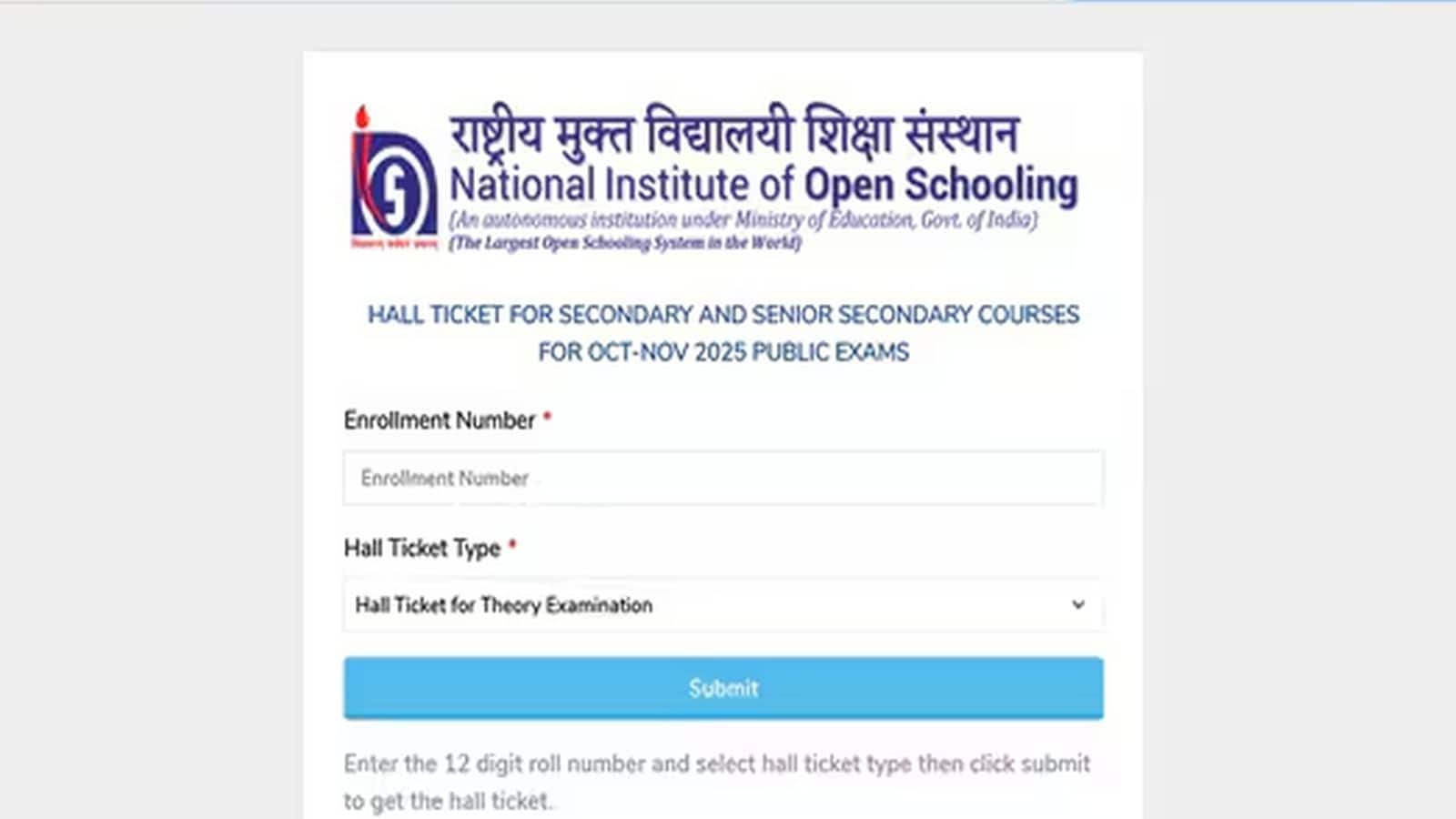 NIOS Hall Ticket 2025: एनआईओएस ने sdmis.nios.ac.in पर जारी किए 10वीं-12वीं के एडमिट कार्ड, Direct Link से ऐसे करें डाउनलोड