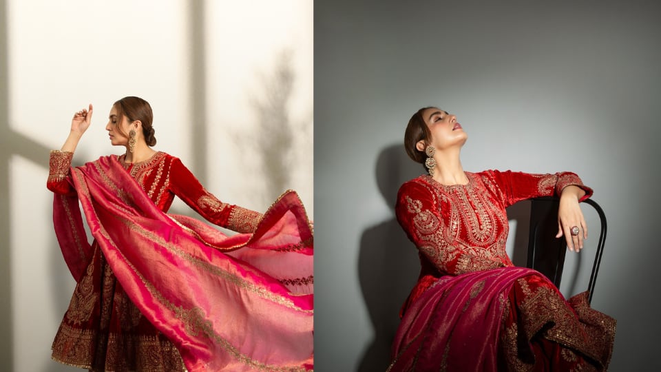 Huma Qureshi Diwali Outfit: लाल जोड़े में रानी बनीं हुमा कुरैशी, देखें उनका शाही अंदाज