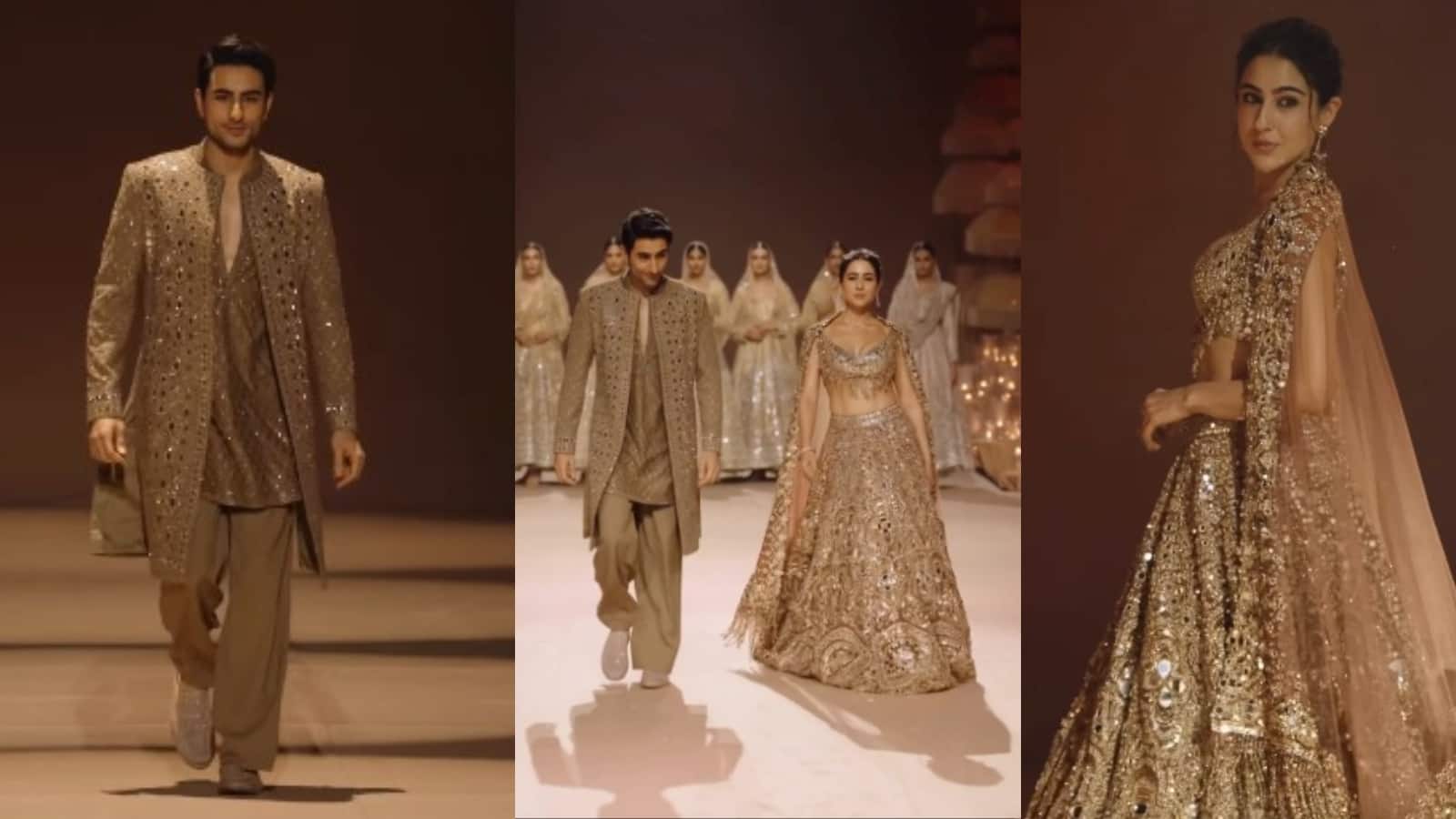 Sara Ali Khan-Ibrahim Ali Khan: इब्राहिम के साथ पहली बार रैंप पर उतरी सारा, भाई-बहन की जोड़ी ने लूट ली महफिल