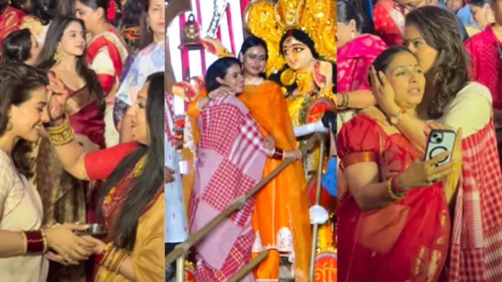 Kajol Sindoor Khela: विजयादशमी के मौके पर सिंदूर खेला खेलती दिखीं काजोल, वीडियो हुआ वायरल
