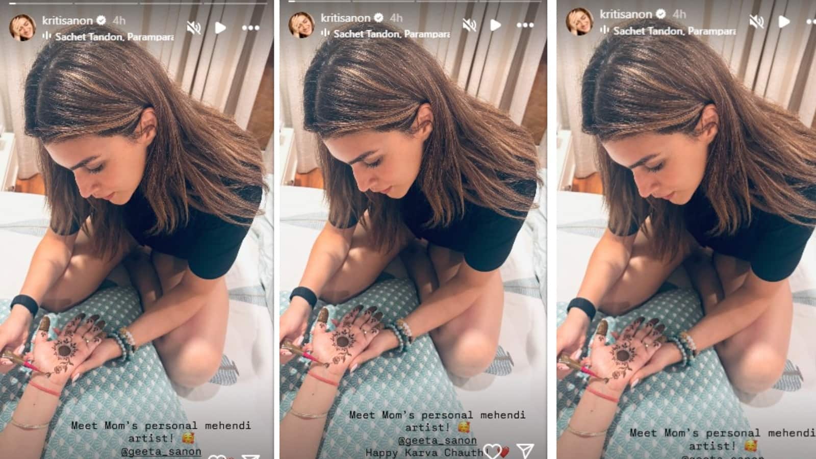 Kriti Sanon: करवाचौथ पर कृति सेनन का दिखा नया हुनर, मां की बनीं पर्सनल मेहंदी आर्टिस्ट