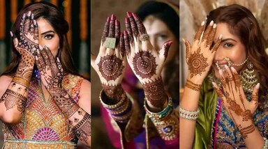 अरेबिक मेहंदी में गहरी आउटलाइन, बड़े फूल, पत्तियां और शेडिंग वाली डिजाइन होती है। यह जल्दी बन जाती है और हल्का व स्टाइलिश लुक देती है। हल्की और सुंदर मेहंदी चाहने वाली ब्राइड्स के लिए यह बेस्ट ऑप्शन है।