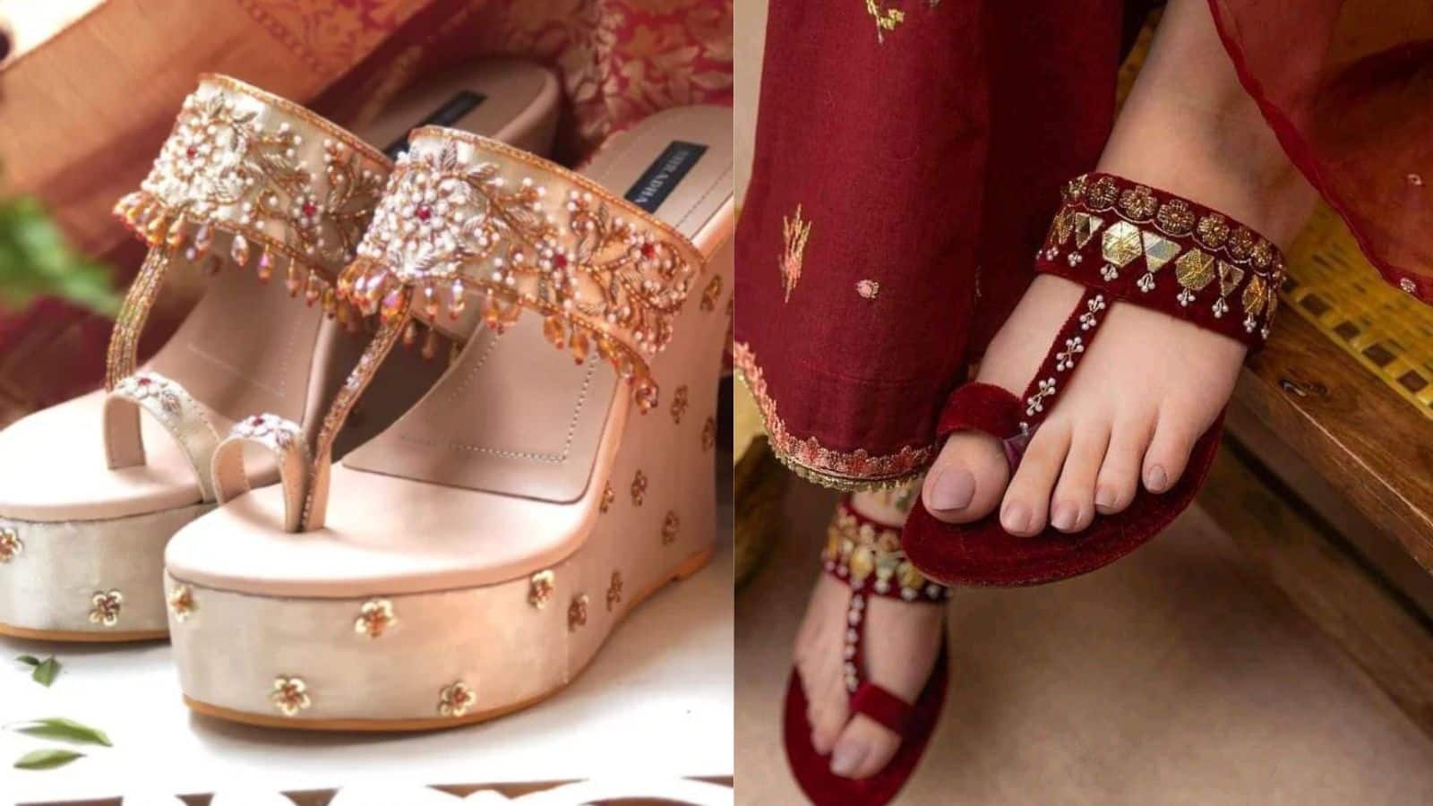 शादी में वीजेस हील्स भी अच्छे विकल्प हैं। ये पैरों पर दबाव कम करती हैं और लुक को भी स्टाइलिश बनाती हैं।