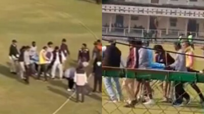 Angkirsh Raghuvanshi: मैदान पर गिरने के बाद रघुवंशी कुछ पल तक घुटनों के बल बैठे रहे
