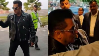 सलमान खान ब्लैक आउटफिट में बेहद स्टाइलिश नजर आ रहे हैं