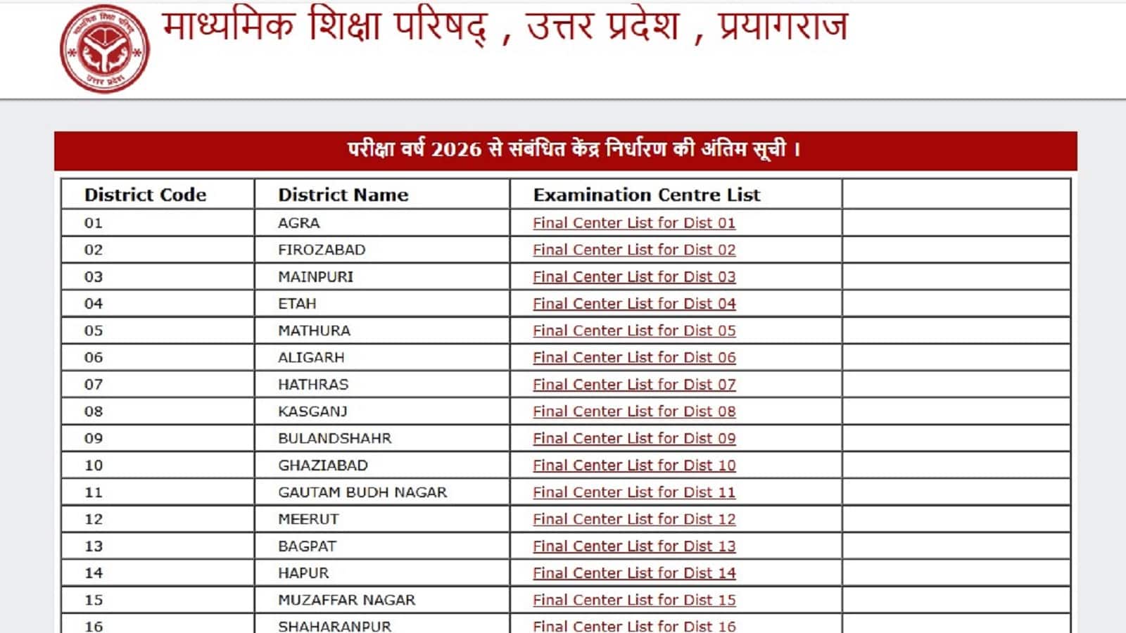 UP Board Exam 2026 Center Final List Download: परीक्षा केंद्रों की अंतिम सूची हुई जारी, आधिकारिक वेबसाइट से करें डाउनलोड