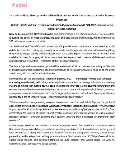 Airtel-Adobe Partnership