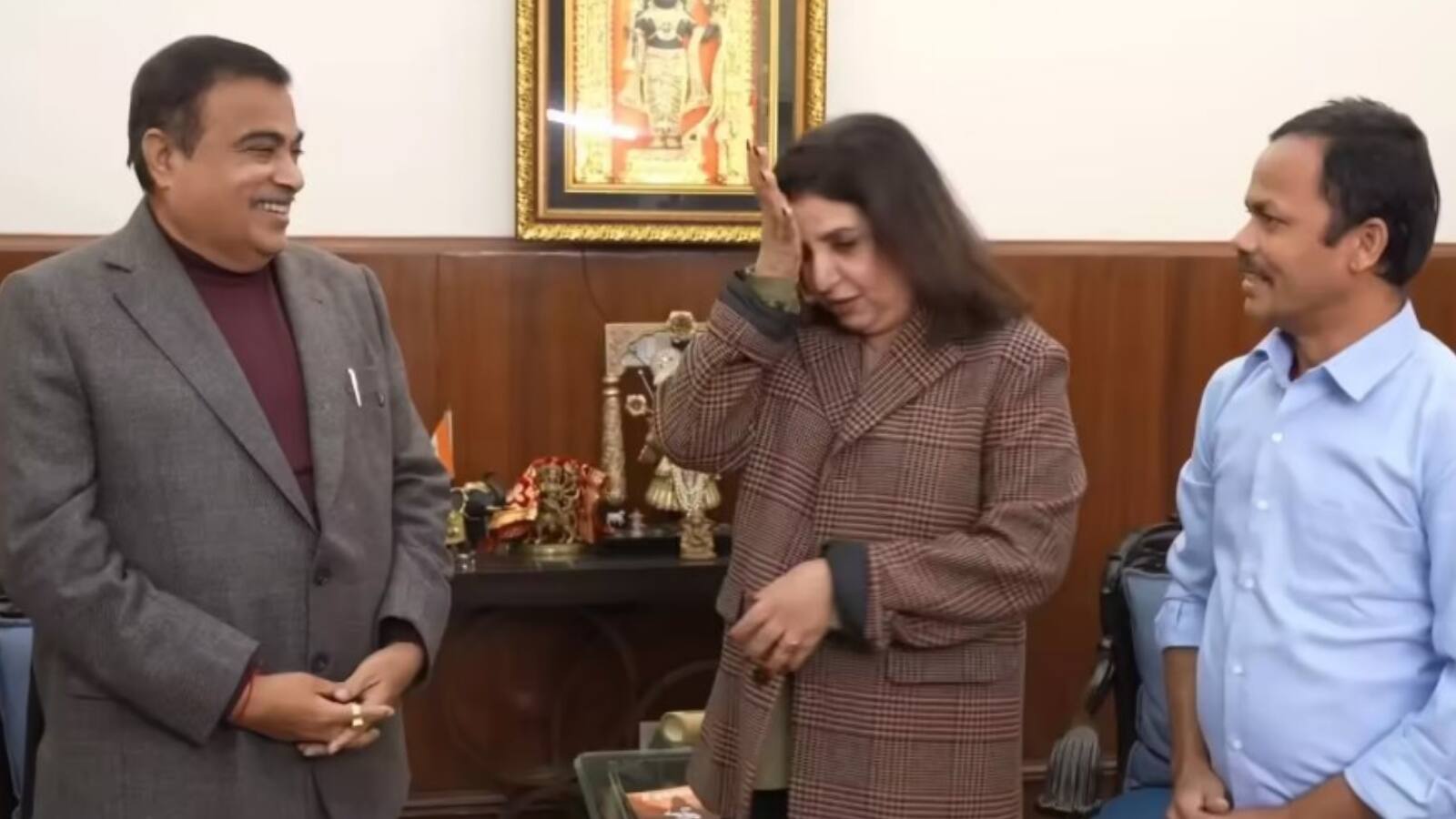 Farah Khan: ‘सर मेरे गांव का रोड बनवा दीजिए’, फराह संग नितिन गडकरी के घर पहुंचे दिलीप ने रिक्वेस्ट