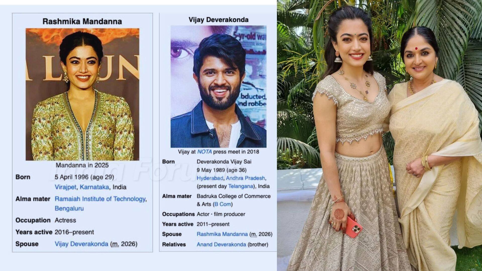 Virosh Wedding Update: Wikipedia पर ‘स्पाउस’ बने रश्मिका और विजय, इंदिरा कृष्णा ने पोस्ट कर दी बधाई