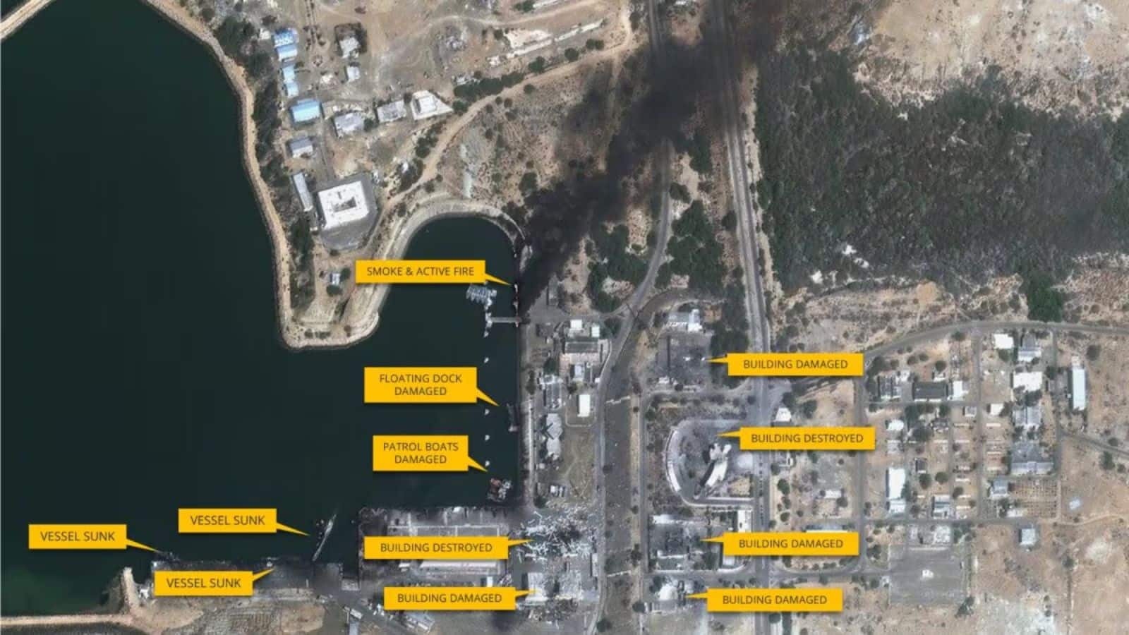 Konarak Naval Base: ईरान के कोनार्क नेवल बेस पर भारी तबाही, सैटेलाइट तस्वीरों में दिखे डूबे हुए युद्धपोत और मलबे का ढेर