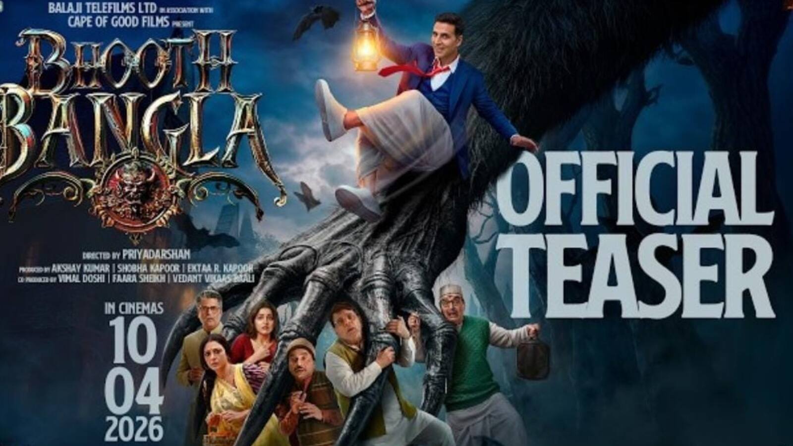 Bhooth Bhangla Teaser: भूत, मस्ती और पागलपन का धमाका! अक्षय कुमार–प्रियदर्शन की ‘भूत बंगला’ का टीज़र हंसी और डर का है डबल डोज़ Bhooth Bhangla Teaser: भूत, मस्ती और पागलपन का धमाका! अक्षय कुमार–प्रियदर्शन की ‘भूत बंगला’ का टीज़र हंसी और डर का है डबल डोज़