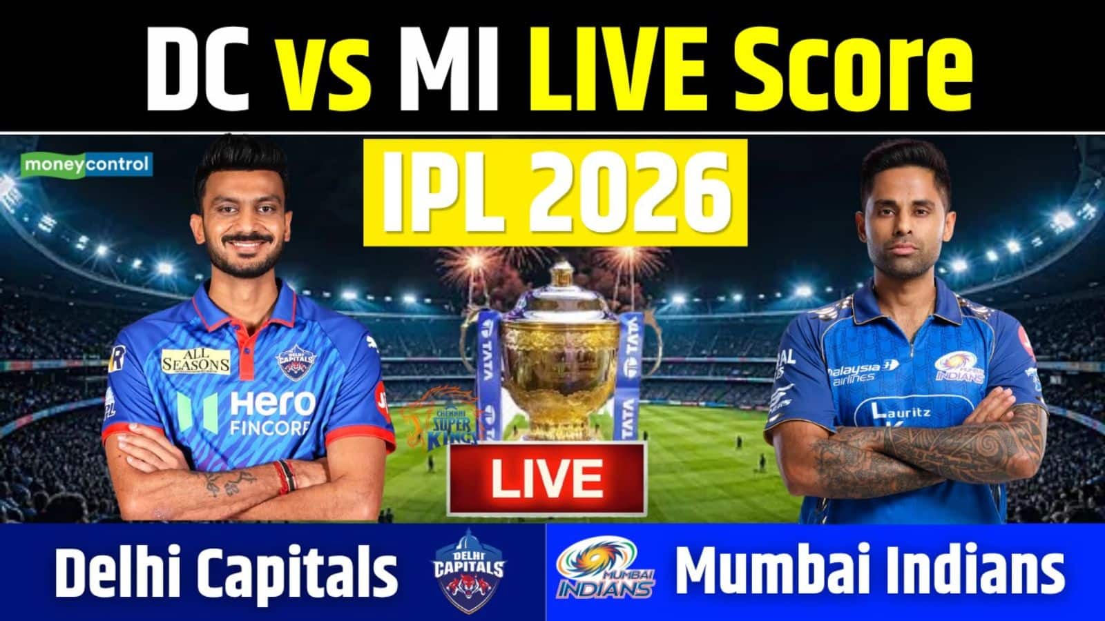 DC vs MI IPL 2026 Match Live Score:  दिल्ली के गेंदबाजों का कहर, मुंबई को लगा चौथा झटका
