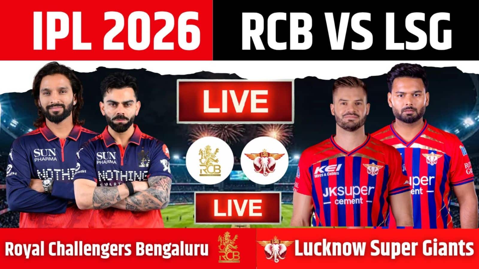 RCB vs LSG IPL 2026 Match Live Score: लखनऊ को लगा तीसरा झटका, मिशेल मार्श आउट