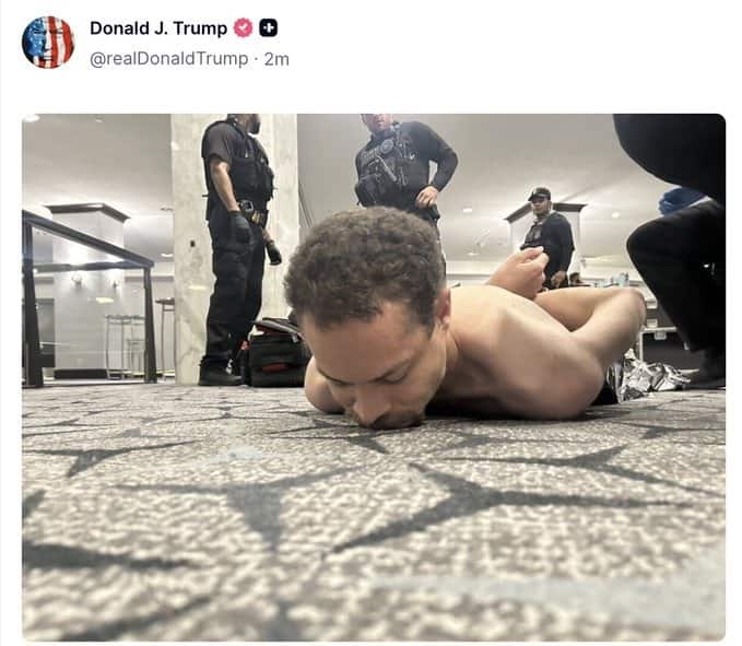 Trump posts photo of man pinned down after White House correspondents' dinner shooting