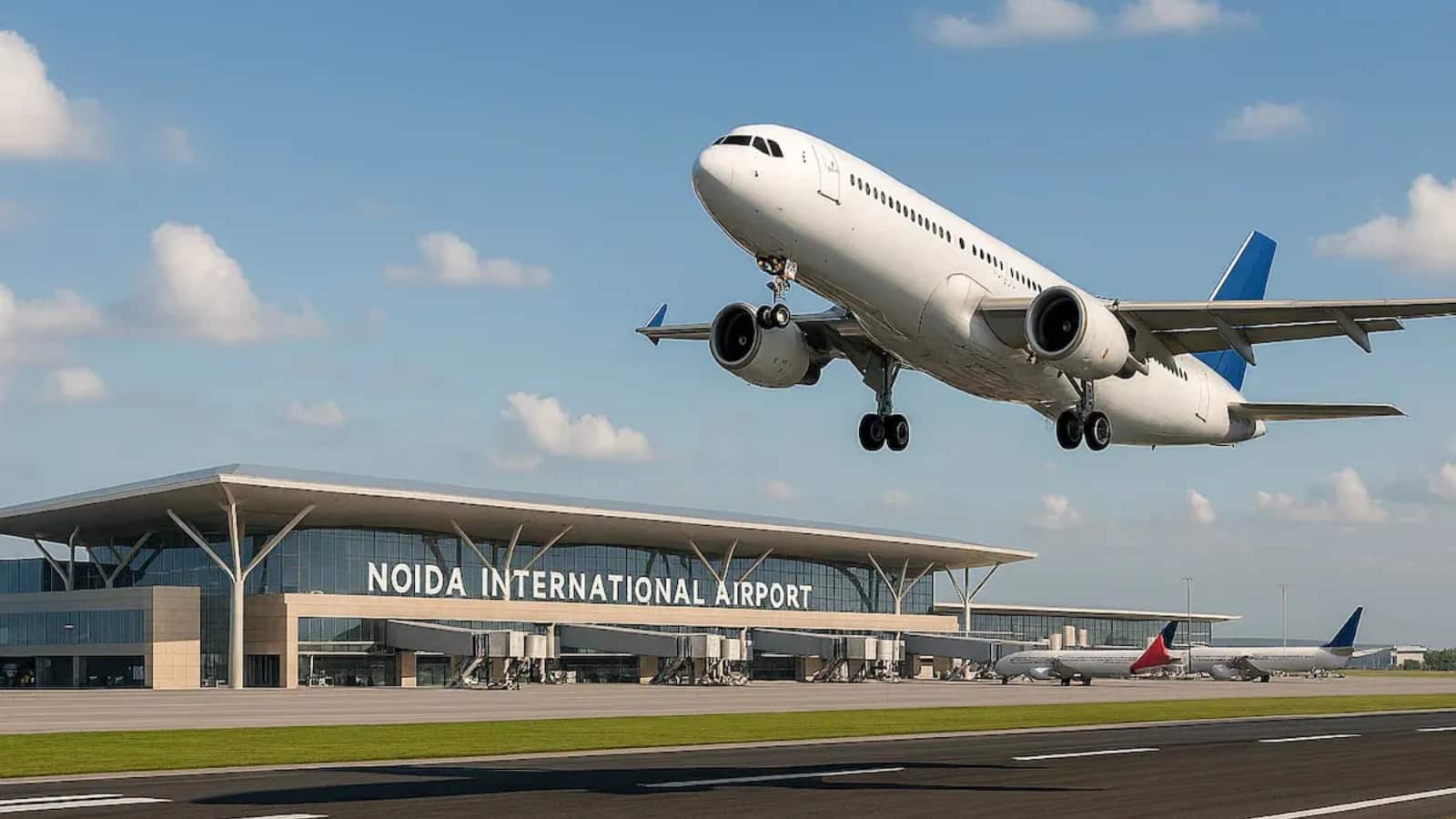 Jewar Airport: नोएडा इंटरनेशनल एयरपोर्ट पर उतरी पहली कमर्शियल फ्लाइट, शुरू हुआ संचालन Jewar Airport: नोएडा इंटरनेशनल एयरपोर्ट पर उतरी पहली कमर्शियल फ्लाइट, शुरू हुआ संचालन