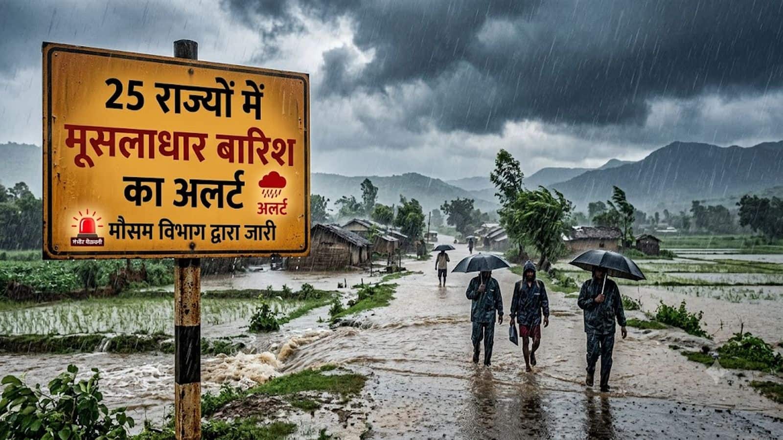 दिल्ली यूपी बिहार 25 राज्यों में भारी बारिश आंधी तूफान अलर्ट