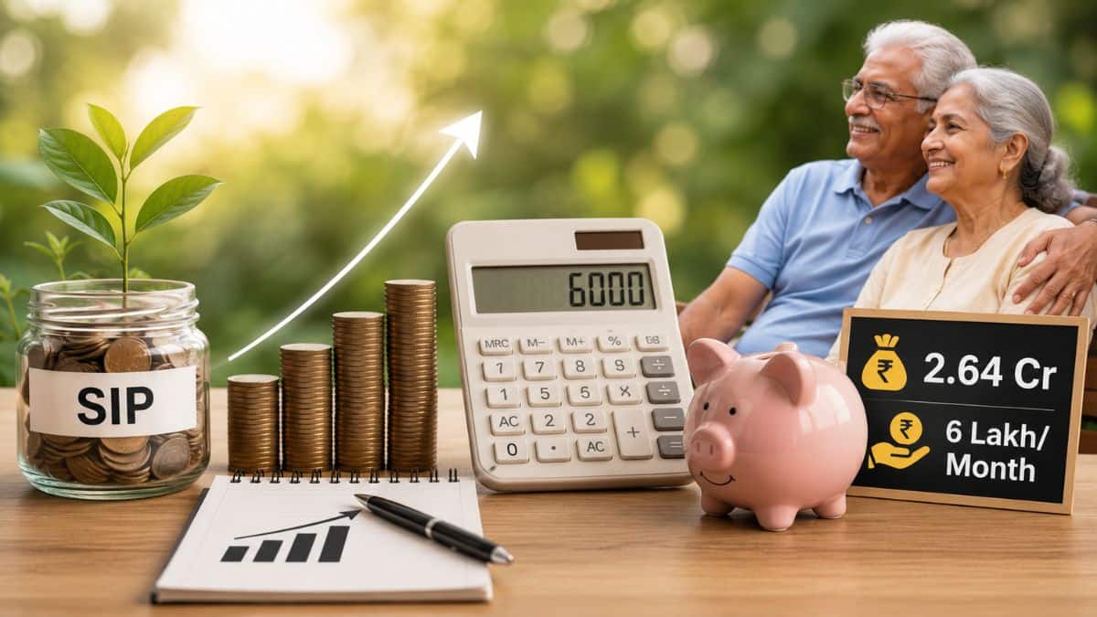 सिर्फ ₹6000 की SIP से हर महीने पाएं ₹6 लाख की पेंशन, साथ में ₹2.64 करोड़ का बोनस! ये है सीक्रेट फॉर्मूला सिर्फ ₹6000 की SIP से हर महीने पाएं ₹6 लाख की पेंशन, साथ में ₹2.64 करोड़ का बोनस! ये है सीक्रेट फॉर्मूला