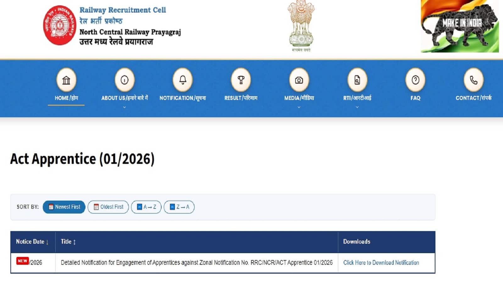 RRC NCR Recruitment 2026: आरआरसी प्रयागराज में 1835 पदों पर 10वीं कर सकते हैं आवेदन, जानें लास्ट डेट और चयन प्रक्रिया RRC NCR Recruitment 2026: आरआरसी प्रयागराज में 1835 पदों पर 10वीं कर सकते हैं आवेदन, जानें लास्ट डेट और चयन प्रक्रिया