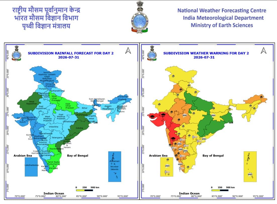 31 जुलाई का मौसम: कल इन 20+ राज्यों में होगी मूसलाधार बारिश