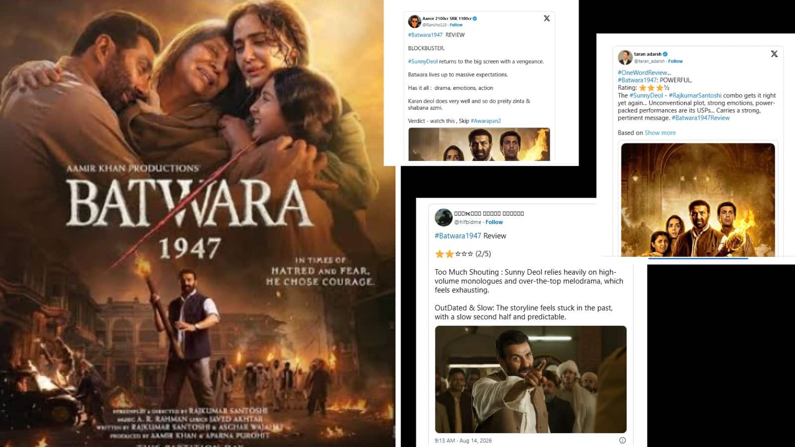 Batwara 1947 X Review: 'बंटवारा 1947' पर लोगों का आया रिएक्शन, सोशल मीडिया पर शेयर किया रिव्यू Batwara 1947 X Review: 'बंटवारा 1947' पर लोगों का आया रिएक्शन, सोशल मीडिया पर शेयर किया रिव्यू