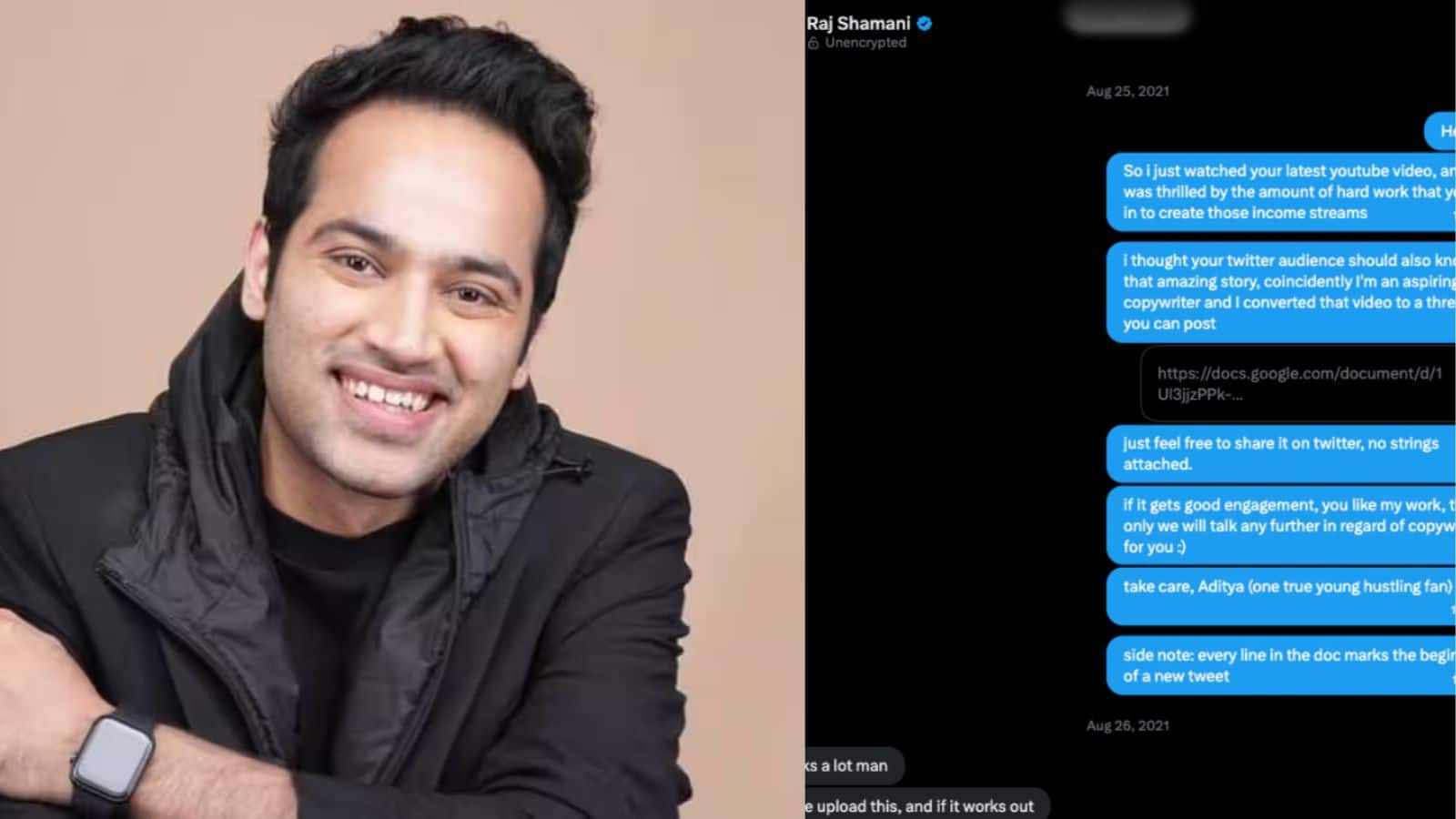 'न डिग्री थी, न अनुभव, फिर भी उन्होंने मुझ पर भरोसा किया', राज शमानी को भेजे एक DM से मिली नौकरी, 22 तक 1 करोड़ कमाने का दावा 'न डिग्री थी, न अनुभव, फिर भी उन्होंने मुझ पर भरोसा किया', राज शमानी को भेजे एक DM से मिली नौकरी, 22 तक 1 करोड़ कमाने का दावा