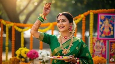 गणपति उत्सव के मौके पर ट्रेडिशनल कपड़े और मराठी स्टाइल के गहने पहनकर लुक को खास बनाया जा सकता है। इसके लिए बहुत ज्यादा तामझाम की जरूरत नहीं होती, बस सही कपड़ों और एक्सेसरीज का ब्लेंड होना चाहिए। लाल सिंदूर साड़ी से लेकर नौवारी साड़ी तक, कई तरह के लुक महिलाओं को एकदम मराठी और शाही अंदाज दे सकते हैं।
