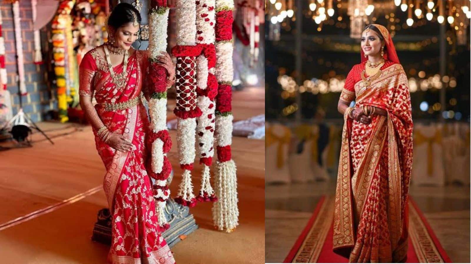 रॉयल ब्राइडल लुक के साथ आराम भी, भारी बनारसी साड़ी के लिए अपनाएं ये तरीके! रॉयल ब्राइडल लुक के साथ आराम भी, भारी बनारसी साड़ी के लिए अपनाएं ये तरीके!