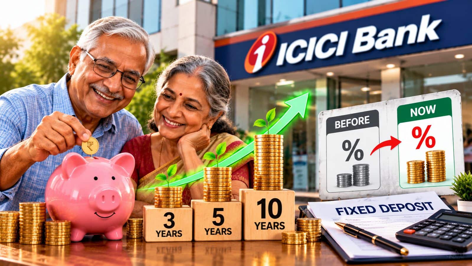 ICICI बैंक के ग्राहकों के लिए खुशखबरी, लॉन्ग टर्म FD पर बढ़ा ब्याज, अब ₹5 लाख की FD पर कितना मिलेगा रिटर्न? ICICI बैंक के ग्राहकों के लिए खुशखबरी, लॉन्ग टर्म FD पर बढ़ा ब्याज, अब ₹5 लाख की FD पर कितना मिलेगा रिटर्न?
