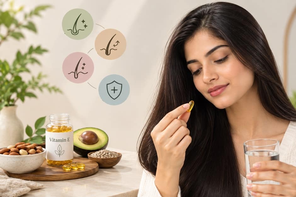 बालों के लिए विटामिन E कैप्सूल: उपयोग, फायदे और बालों की ग्रोथ के बारे में क्या जानें बालों के लिए विटामिन E कैप्सूल: उपयोग, फायदे और बालों की ग्रोथ के बारे में क्या जानें