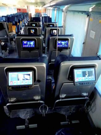 Tejas Express coaches seats are equipped with LCD screens.