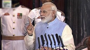 New Delhi: Prime Minister Narendra Modi addresses the special ceremony in the Central Hall of Parliament for the launch of 'Goods and Services Tax (GST)', in New Delhi on Saturday. The GST comes into effect on Saturday after the midnight. PTI Photo / TV GRAB  (PTI6_30_2017_000246B)