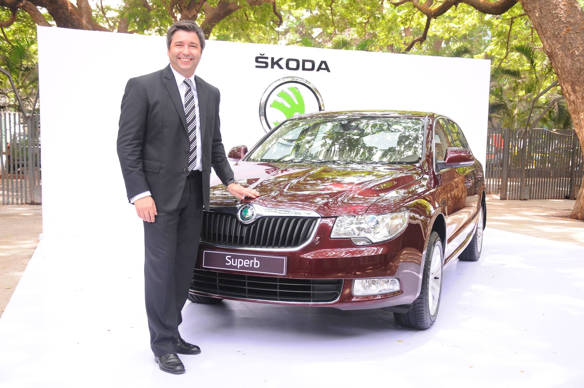 Mr.Thomas Kuehl,Brand Head,ŠKODA Auto India and Member of the board,Sales and Marketing launches the ŠKODA Superb Ambition in Mumbai today